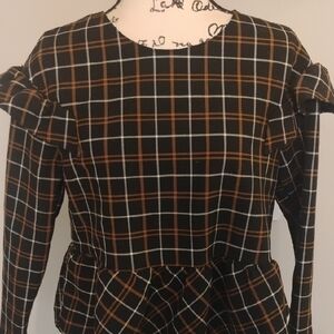 Zara Black and Brown Plaid Skirt